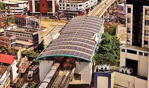 The solar panel-installed at  Kochi Metro’s Kaloor station | Albin  Mathew