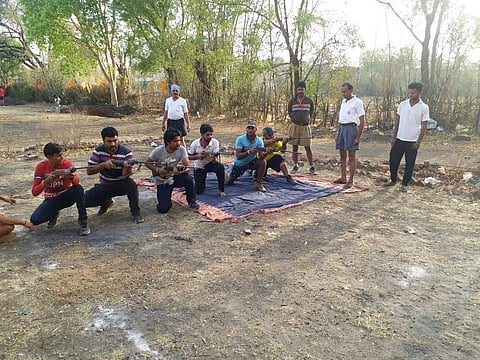 A picture of Bajrang Dal training camp held recently in Biora area of MP's Rajgarh district near Bhopal.