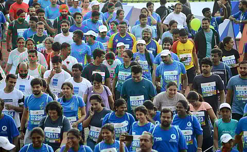 People take part in Bengaluru 10k run in the city on Sunday, 27 May 2018. (EPS | Pushkar V)