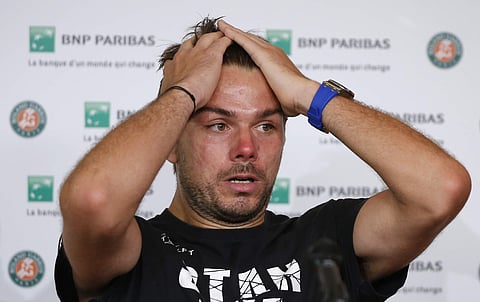 Stan Wawrinka during a press conference after losing to Spain's Guillermo Garcia-Lopez in their first round match of the French Open | AP
