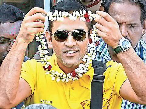 MS Dhoni & Co were given a grand welcome on their return to Chennai on Monday after winning the IPL for the third time. The players, backroom staff and N Srinivasan were in jolly mood, clicking photographs and updating social media profiles | PTI/TWITTER