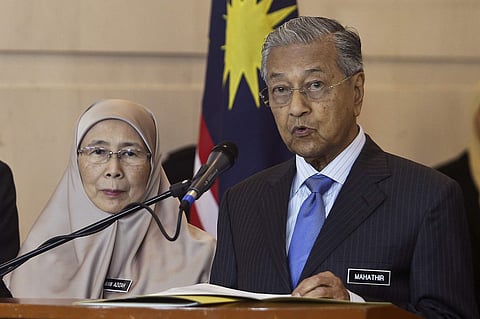 Malaysian Prime Minister Mahathir Mohamad speaks during a press conference after a cabinet meeting in Putrajaya, Malaysia, Wednesday, May 30, 2018. | AP