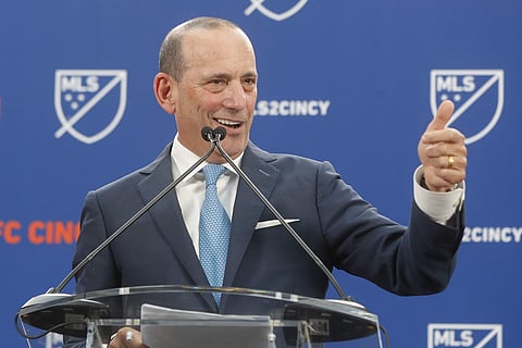 Major League Soccer Commissioner Don Garber speaks during an event to announce the addition of FC Cincinnati as an MLS expansion team. | AP