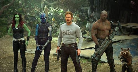 This image released by Disney-Marvel shows Zoe Saldana, from left, Karen Gillan, Chris Pratt, Dave Bautista and Rocket, voiced by Bradley Cooper, in a scene from, 'Guardians Of The Galaxy Vol. 2.' (File | AP)
