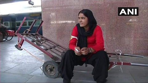 Manju Devi, the first woman porter of North-West Railways . (Twitter Photo: ANI)