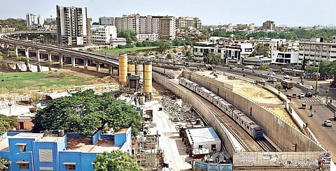 A Metro train from Little Mount entering the underground stretch on Wednesday. More than 5 lakh people travelled in Chennai Metro in the last five days  | Martin Louis