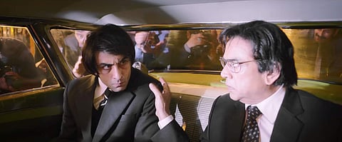 Ranbir Kapoor and Paresh Rawal as Sanjay Dutt and Sunil Dutt in the trailer of 'Sanju'.