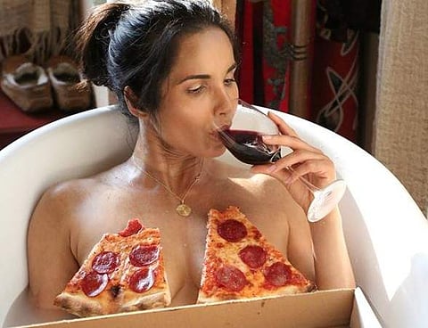 Padma Lakshmi poses for naked bathtub photoshoot