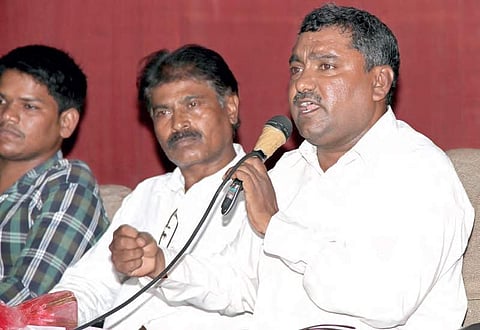 An accused in the case, Jerusalem Mathaiah, speaks at a press conference in Hyderabad on Tuesday | manikanta dasari