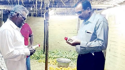 Officials during the surprise checks in Guntur on Tuesday