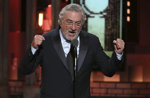 Robert De Niro introduces a performance by Bruce Springsteen at the 72nd annual Tony Awards at Radio City Music Hall on Sunday, June 10, 2018, in New York. (AP)