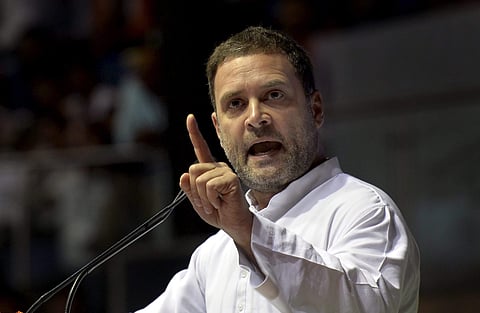 Congress President Rahul Gandhi addresses the national convention of Other Backward Classes department of AICC at Talkatora Stadium in New Delhi on Monday June 11 2018. | PTI