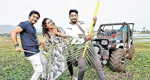 Prem, Hariprriya and Prajwal Devaraj in the movie 'Life Jothe Ondhu Selfie'