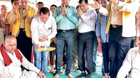 KISS founder Achyuta Samanta during the foundation laying ceremony | Express