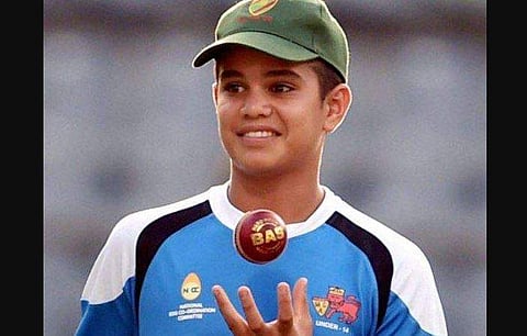Indian batting great Sachin Tendulkar's son Arjun Tendulkar (File | PTI)
