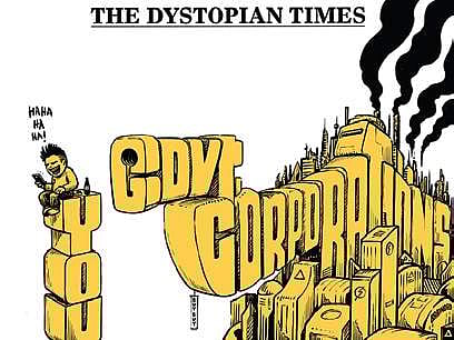 Appupen/ Brainded (top) Satish  Acharya working on a cartoon sketch