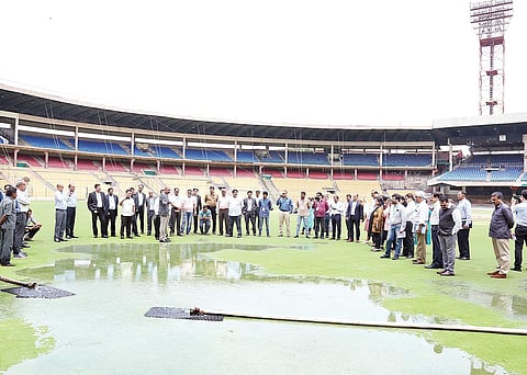 The subair system being demonstrated at the Chinnaswamy stadium
