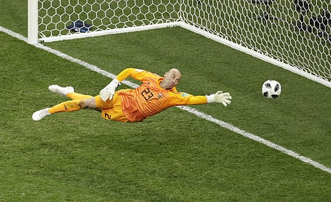 Argentina goalkeeper Wilfredo Caballero fails to save a goal by Croatia's Luka Modric during the group D match between Argentina and Croatia at the 2018 soccer World Cup in the Nizhny Novgorod stadium in Nizhny Novgorod. | AP