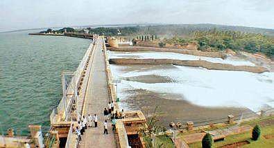 File photo of water gushing out of KRS reservoir