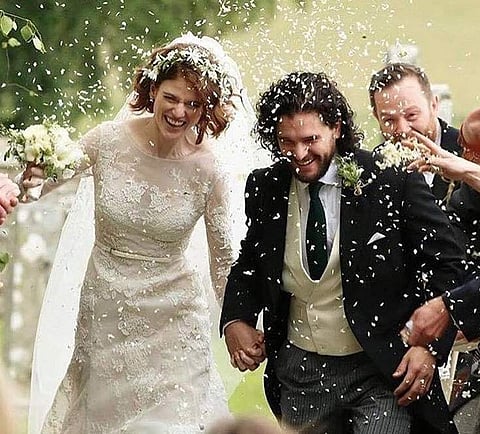 Although Game of Thrones shows Jon Snow (Kit Harrington) and Ygritte (Rose Leslie) seperating, in real life the couple tied the knot in a beautiful ceremony in Aberdeenshire, Scotland. (Photo | Instagram)
