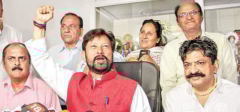 BJP leader Choudhary Lal Singh (centre) had made the controversial statement at a Press conference in Jammu on June 22 | PTI