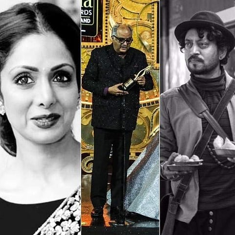 (L-R) Sridevi, Boney Kapoor and Irrfan. (Photos | File)