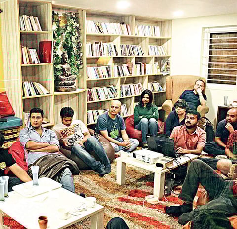 People attend  a session by former IAS officer, Sunil Oberoi. Quite a few sessions have been held so far