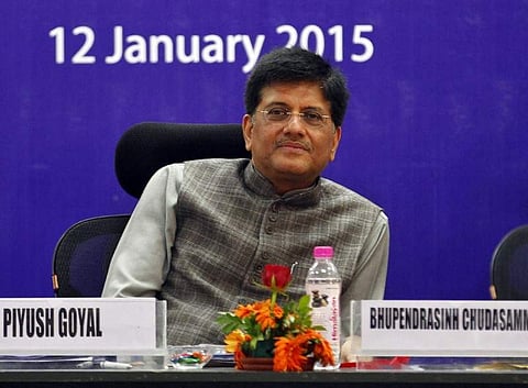 Piyush Goyal attends a seminar during the second day of the Vibrant Gujarat Summit in Gandhinagar in Gujarat. (Photo | Reuters)