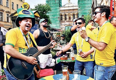 Brazil fans in the streets of Russia
