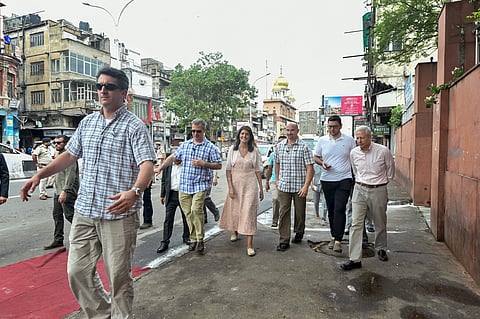 US envoy to the UN Nikki Haley walk towards Baptist Church for a visit in Chandni Chowk in New Delhi on Thursday June 28 2018. | PTI