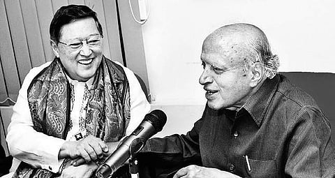 Carlos Garcia Dominguez III, Philippines’ Secretary of Finance with M S Swaminathan in Chennai on Thursday | Nakshatra Krishnamoorthy