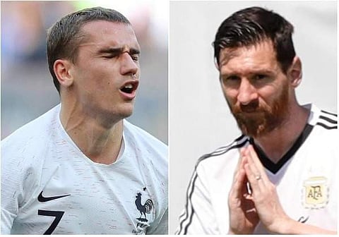 France's Antoine Griezmann, and Argentina's Lionel Messi (File photos | AP)