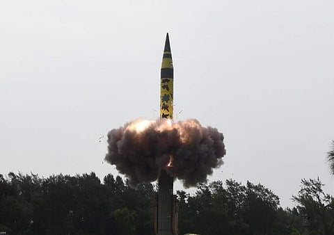 Ballistic missile Agni-V. (Photo | EPS)