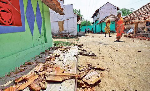 houses of Dalits damaged in the violence  | k k sundar