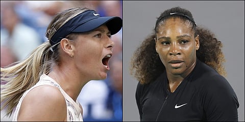 L-R: Tennis aces Maria Sharapova ,Serena Williams (AP File Photos)