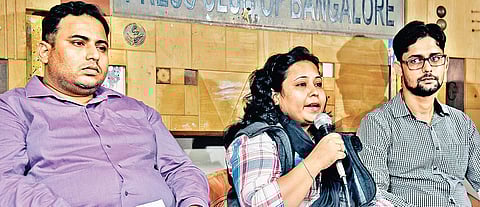 Arnab, Pragya and Mimic at a press conference in the city | Vinod Kumar T