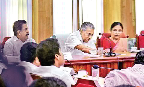Chief Minister Pinarayi Vijayan addresses an all-party meeting convened in the wake of the deadly Nipah virus outbreak, in Thiruvananthapuram on Monday | B P Deepu