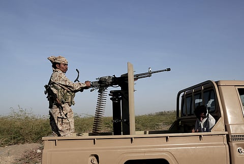 Saudi-backed forces, part of Ahmed al-Kawkabani's, southern resistance unit in Hodeida, patrol in Hodeida, Yemen. | AP
