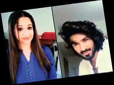 A screenshot of Vijay Johny’s dubsmash with Sowbhagya Venkitesh, which is going  viral