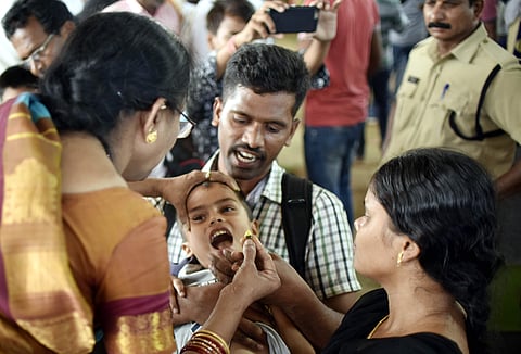 A asthma patient is administered a traditional fish medicine in Hyderabad. (EPS |Vinay Madapu)