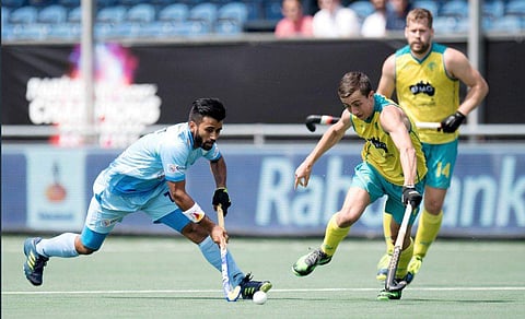 World Champions Australia defeated India 3-1 via shoot-off after both teams were locked at 1-1 in regulation time (Photo | Twitter/Odisha Mining Corporation)