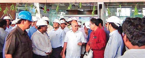 KTPS officials celebrate after power production started in the 7th phase of 800-MW Kothagudem Thermal Power Station on Saturday night| EXPRESS