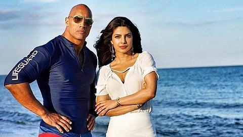 Dwayne Johnson and Priyanka Chopra in Baywatch. (Photo | Twitter)