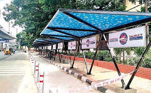A parking bay at a metro station in Rasoolpura in Hyderabad. HMRL has announced that 4000 two-wheeler and 400 four-wheeler parking bays  will be built at 24 stations in the city | express
