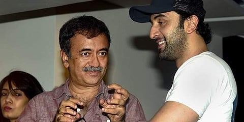 Bollywood film director Rajkumar Hirani (L) with actor Ranbir Kapoor (File Photo | PTI)