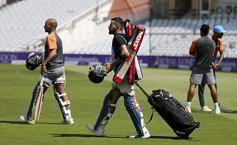India captain Virat Kohli takes part in the nets session at Trent Bridge, Nottingham, England, Wednesday, July 11, 2018. | AP