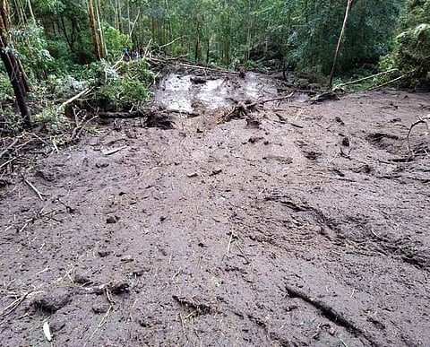 The landslide that occurred at Vattavada near Munnar destroyed the water tank and  the pipelines put up by the panchayat  authorities | Express