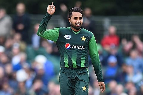 Pakistan seamer Faheem Ashraf celebrates taking the wicket. (File | AFP)