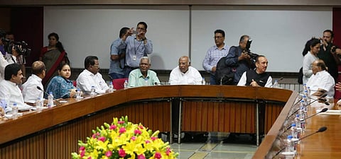 Opposition leaders meeting in New Delhi ahead of Parliament's monsoon session. | (EPS | Shekhar Yadav)