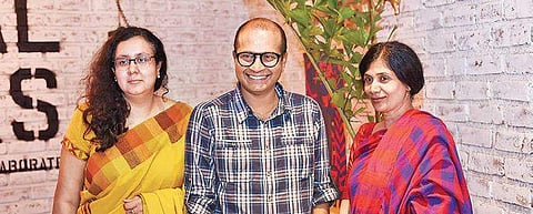 (L to R) Lakshmi, Subodh and Shinie Anthony